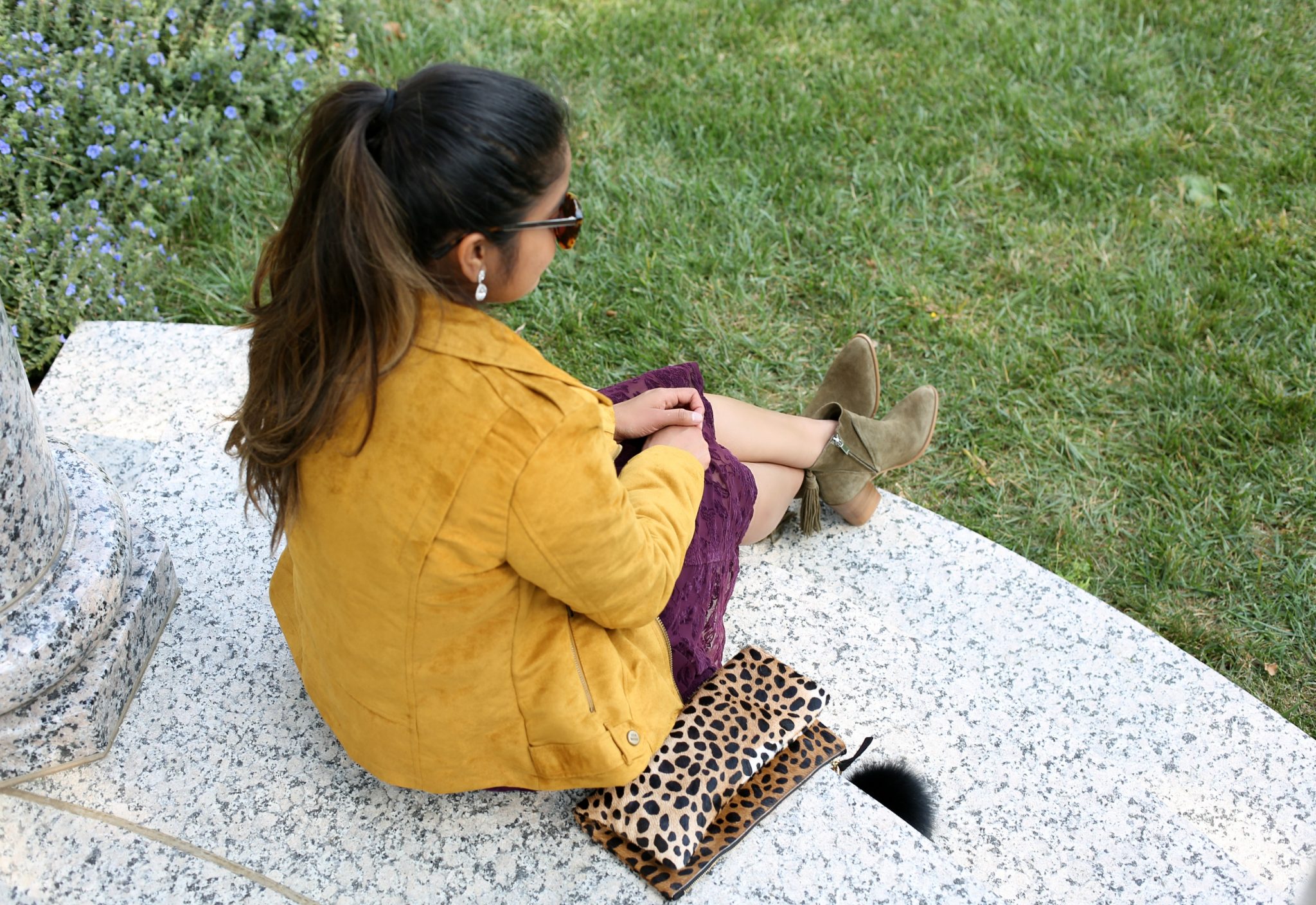 Lifestyle Blogger Surekha of Dreaming Loud Wearing Marc Fisher Janay Olive Suede Boots