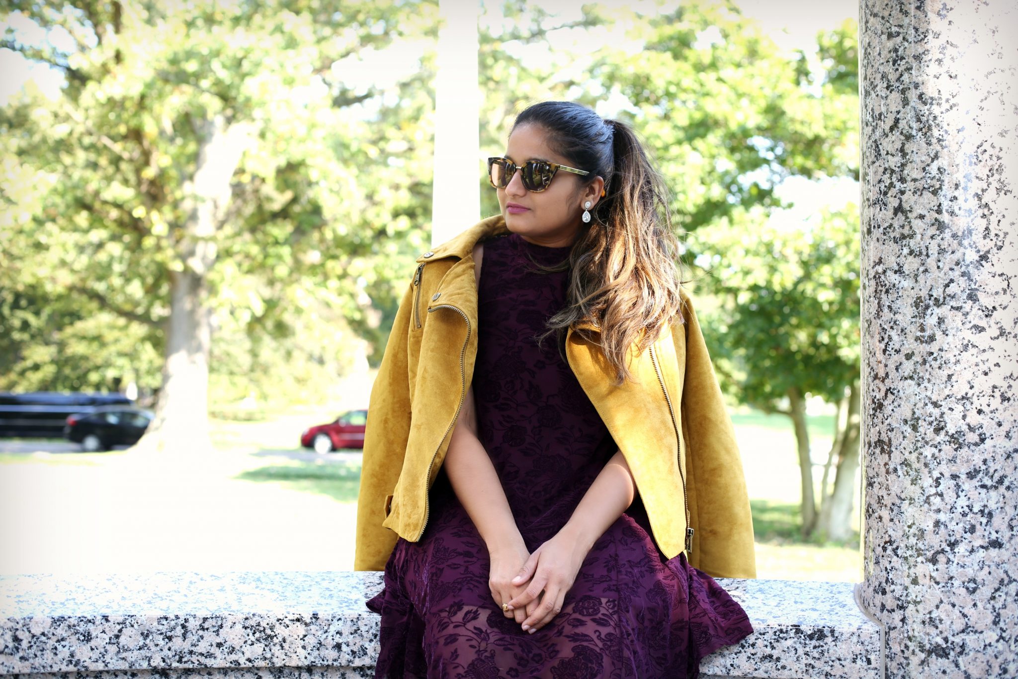 Burgundy and outlet yellow outfit