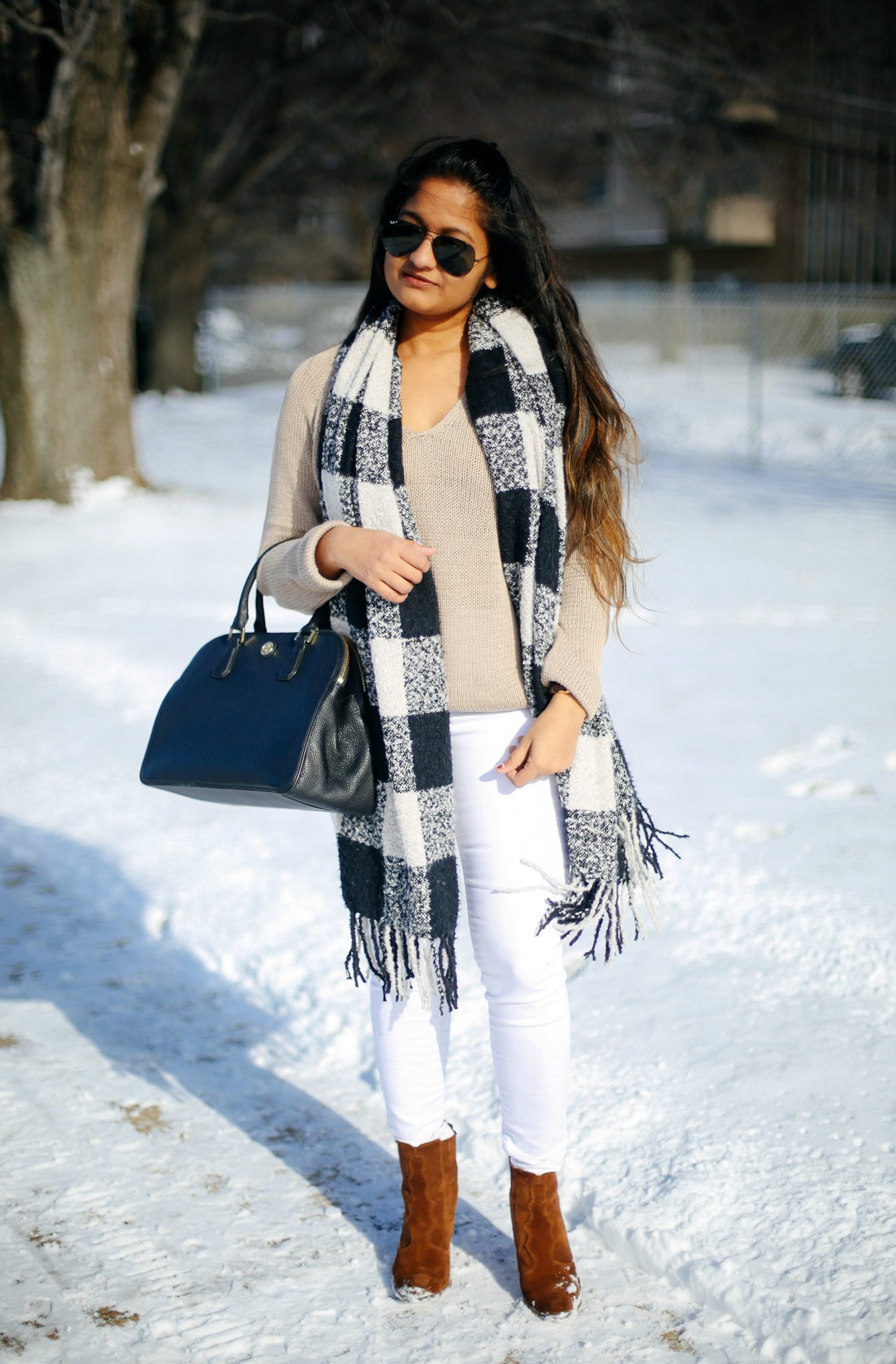 ASOS-PREMIUM-JEANS-WHITE - 6 Winter Neutral Color Combinations featured by popular Ohio modest fashion blogger, Dreaming Loud