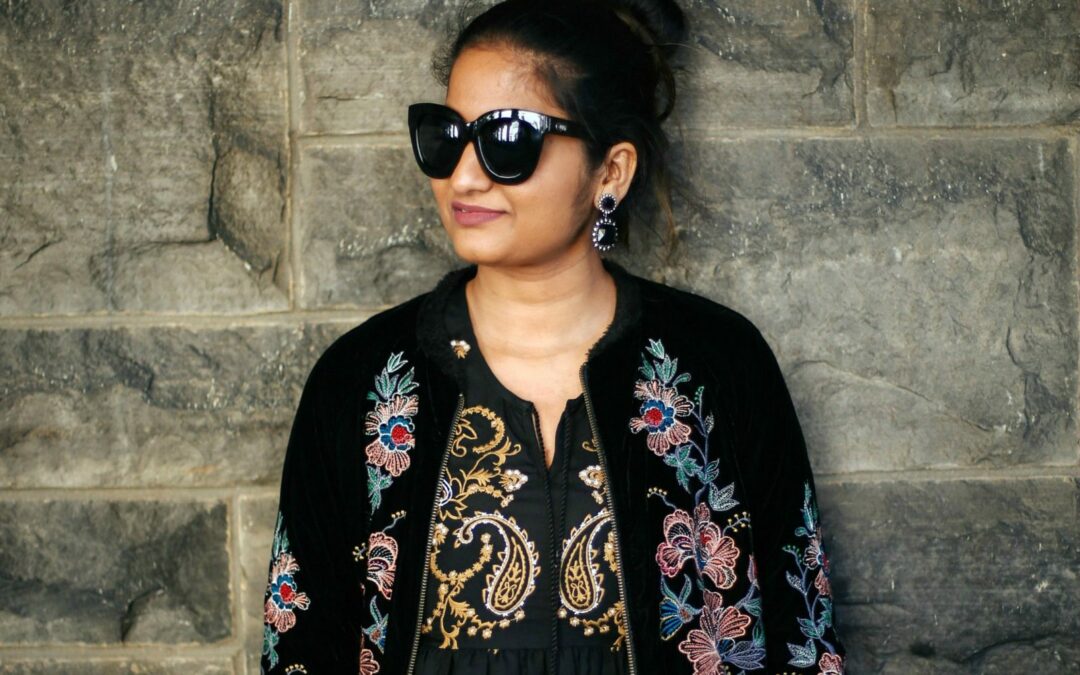 Printed Bomber Jacket | Spring Indian Fusion Outfit