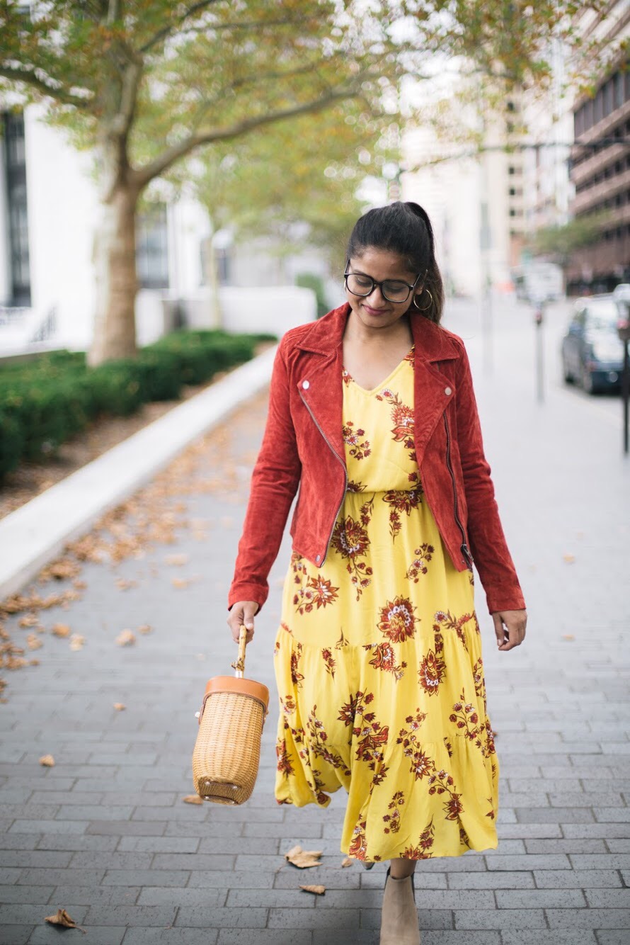 Red jeans, check jacket and a hint of mustard + link up - Style Splash