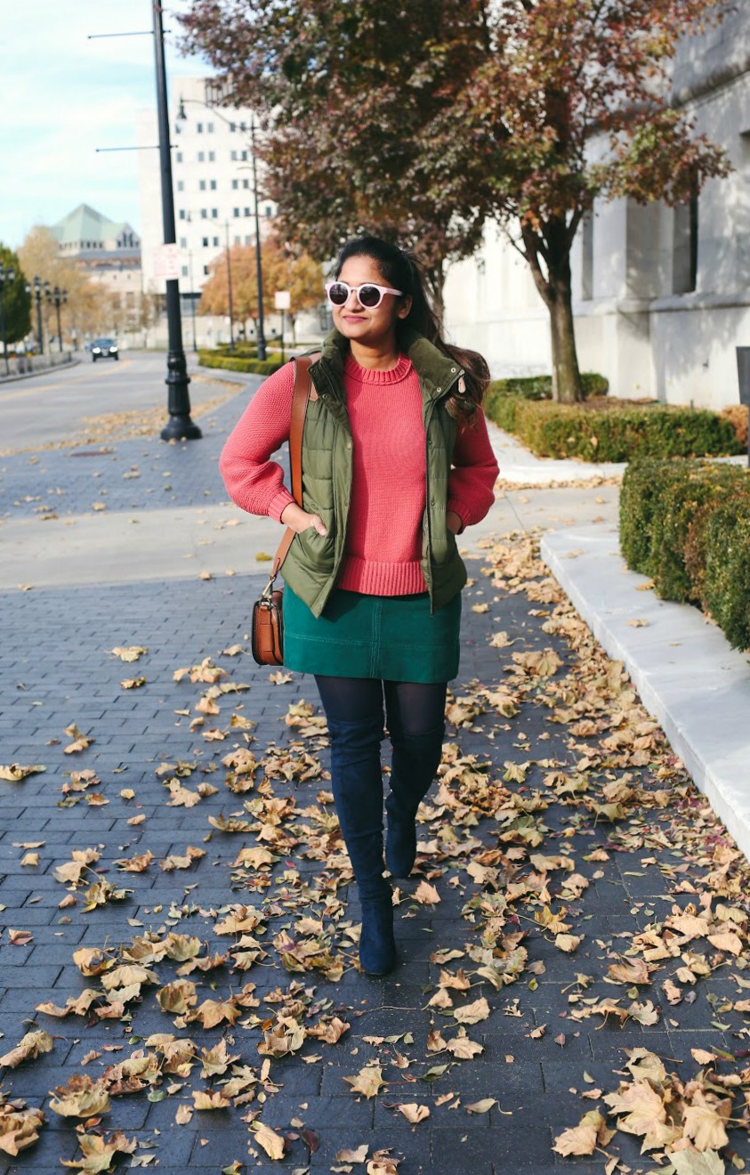 Lifestyle Blogger Surekha of Dreaming Loud Wearing Loft Textured Blouson Sleeve Sweater