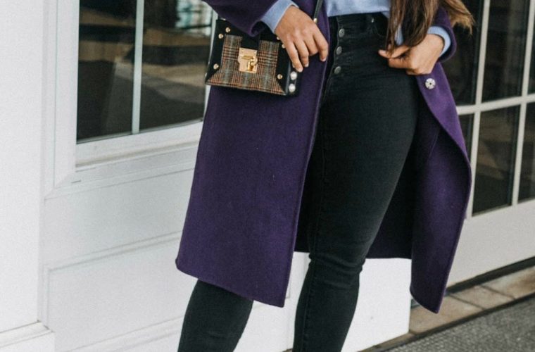 wearing Free People Cecile Leather Snake Print Block Heel Mid Calf Booties 2 | Blue and Purple outfit for Fall, featured by top Ohio modest fashion blog, Dreaming Loud