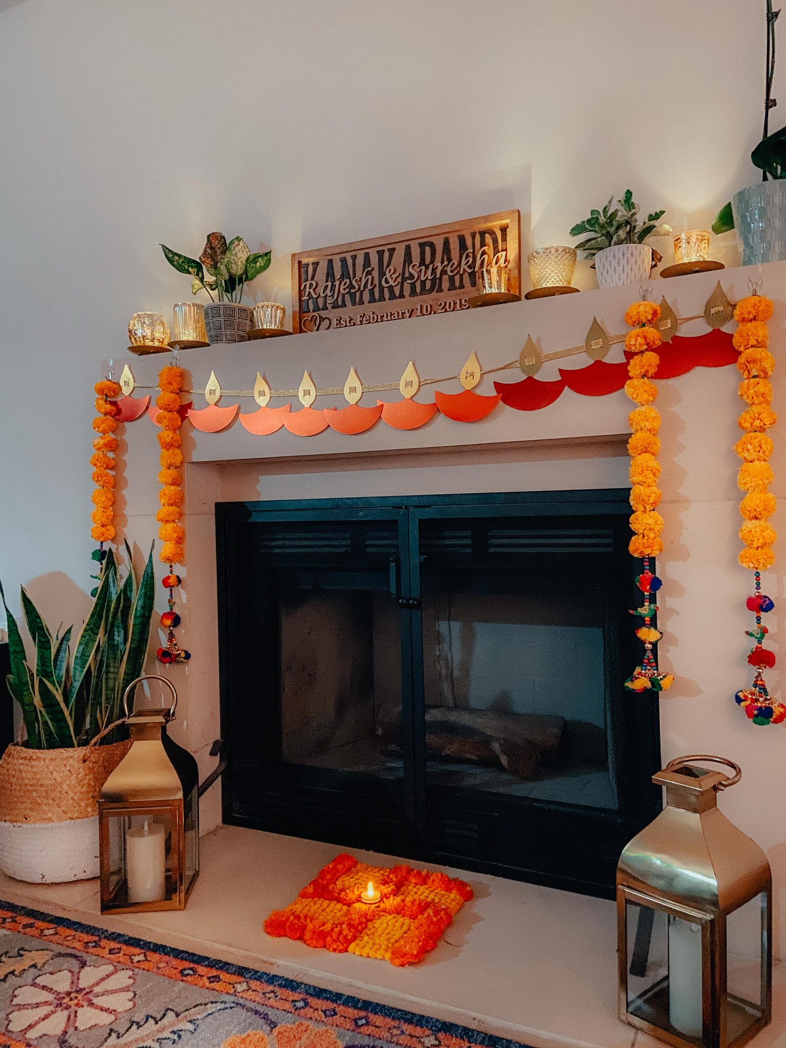 Fire Place Diwali Decoration