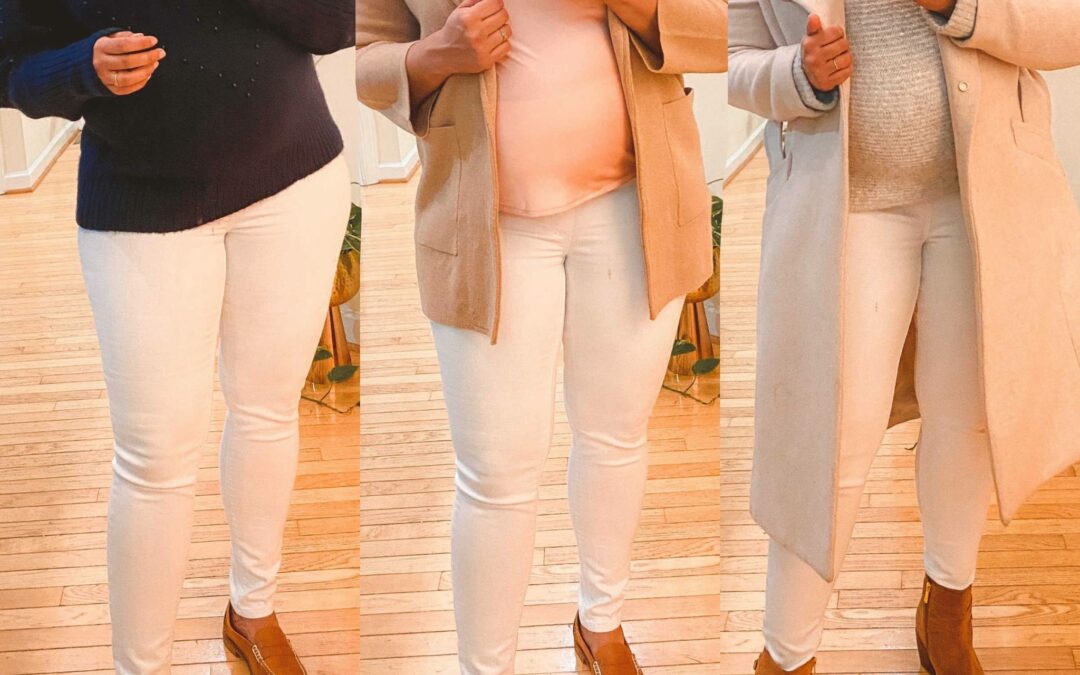 How to Style White Maternity Jeans from Mango: 3 Outfit Ideas