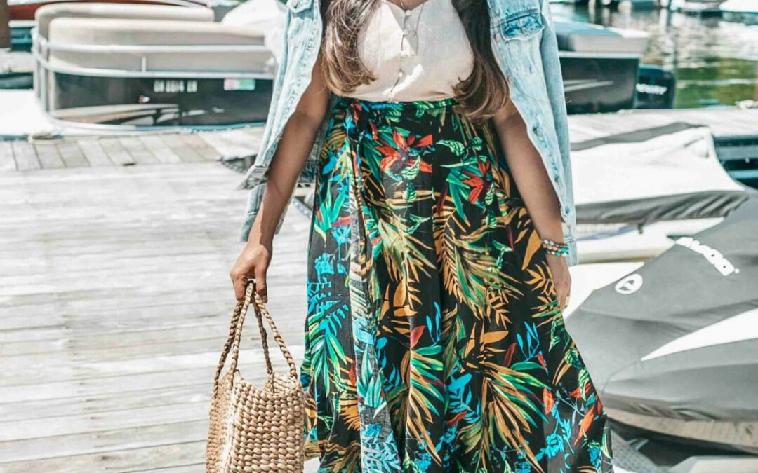 Summer Beach Outfit from Amazon- Tropical Print Wrap Skirt