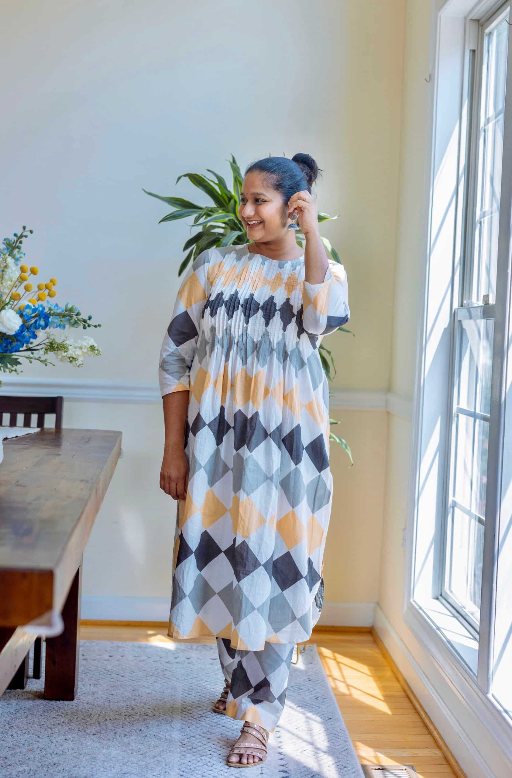 Geometric Kurta Set From The Loom