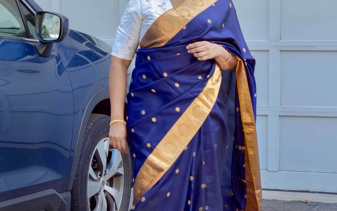 Navratri 2022 Day 3 Outfit- Royal Blue Gadwal Saree