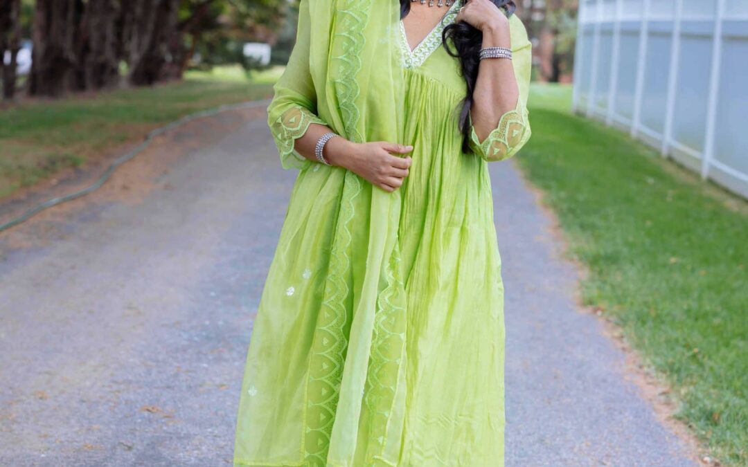 Navratri 2022 Day 5 Outfit- Green Chanderi Kurta Set From The Loom