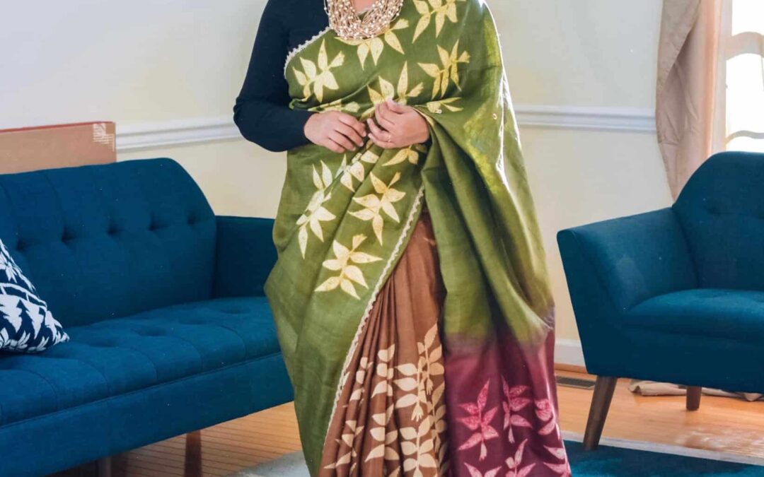 Shibori Tie-dye Tussar Silk Saree