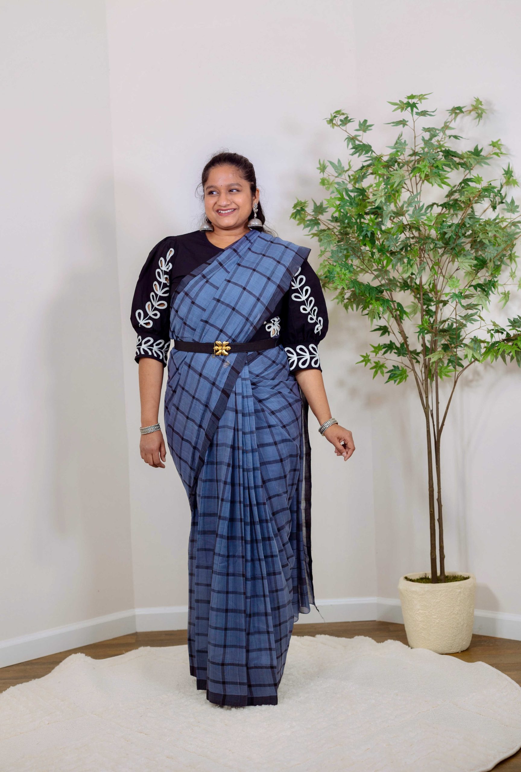 Handlooms Of India- Bobbili Handloom Cotton Saree - Saree with Belt Outfit by TOP US Indian Blogger Dreaming Loud