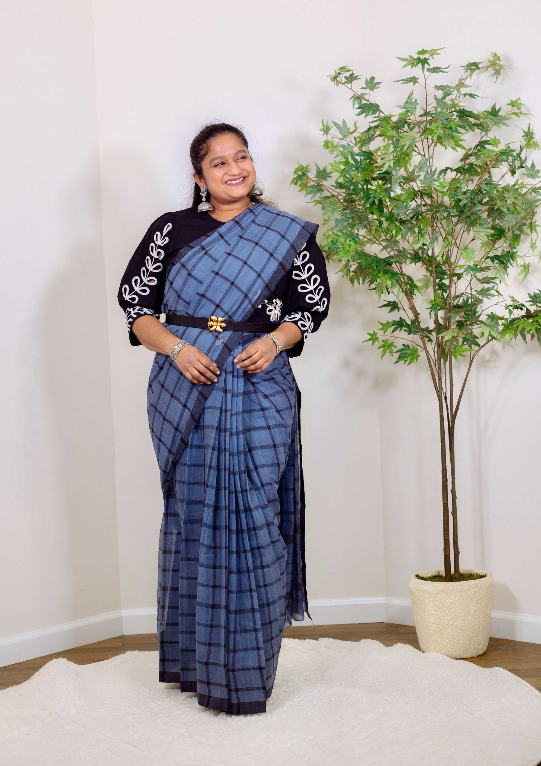 Handlooms Of India- Bobbili Handloom Cotton Saree - Saree with Belt Outfit by top US Indian Blogger Dreaming loud