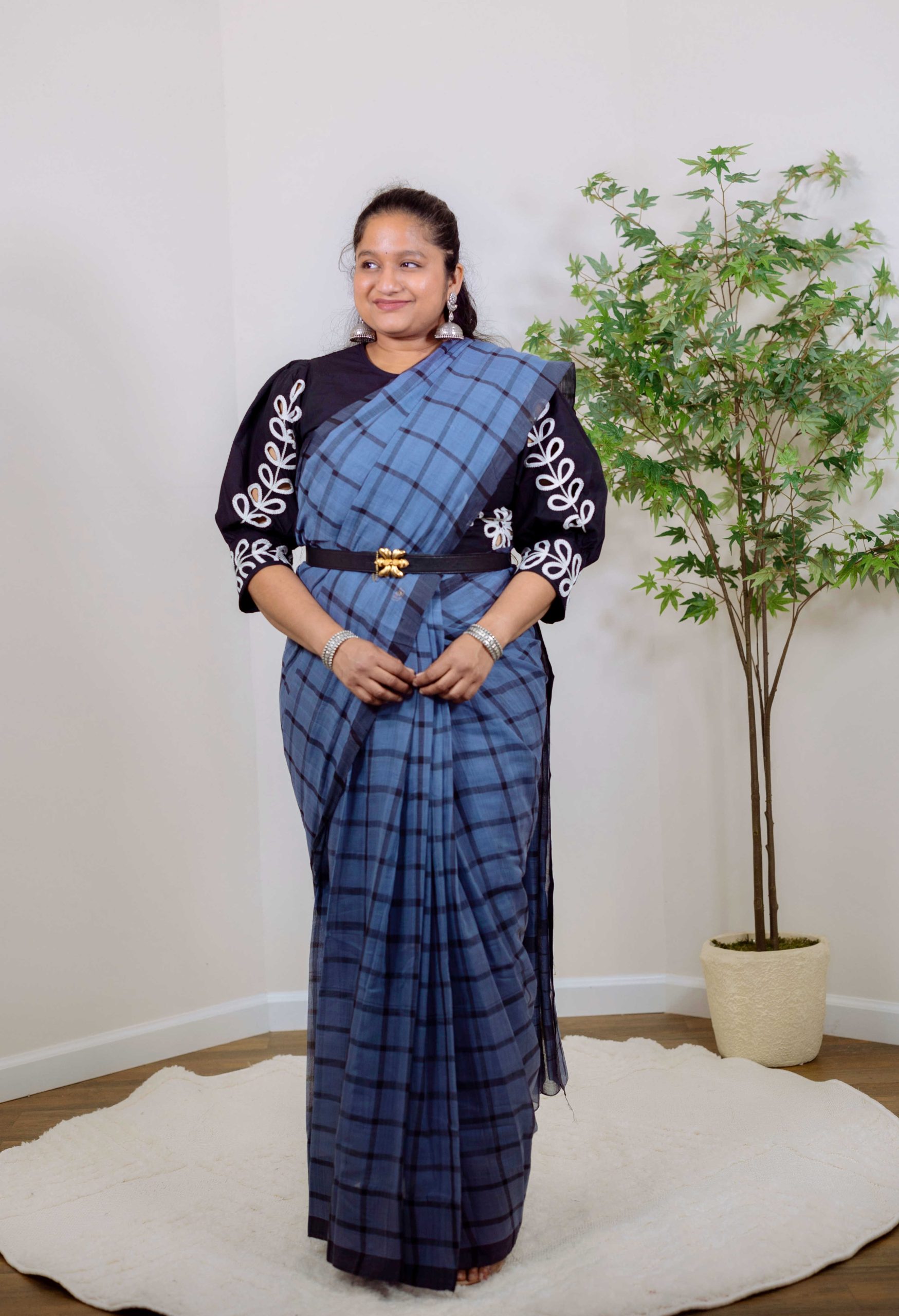 Handlooms Of India- Bobbili Handloom Cotton Saree - Saree with Belt Outfit by TOP US Indian Blogger Dreaming Loud