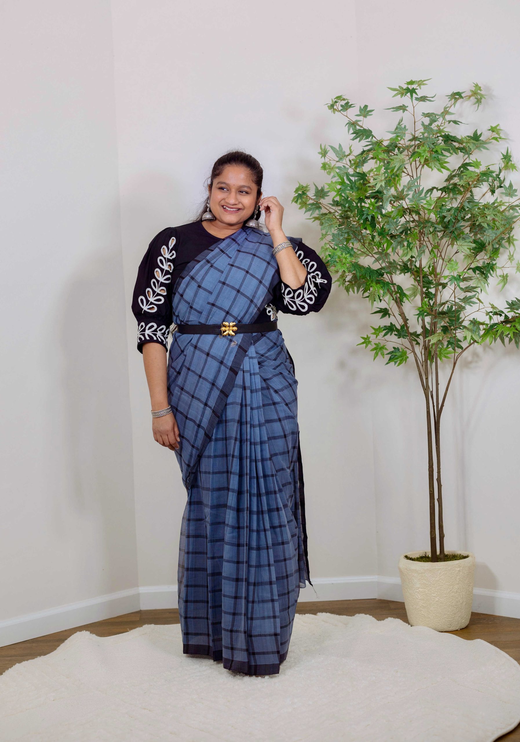 Handlooms Of India- Bobbili Handloom Cotton Saree - Saree with Belt Outfit by Top US indian blogger Dreaming Loud