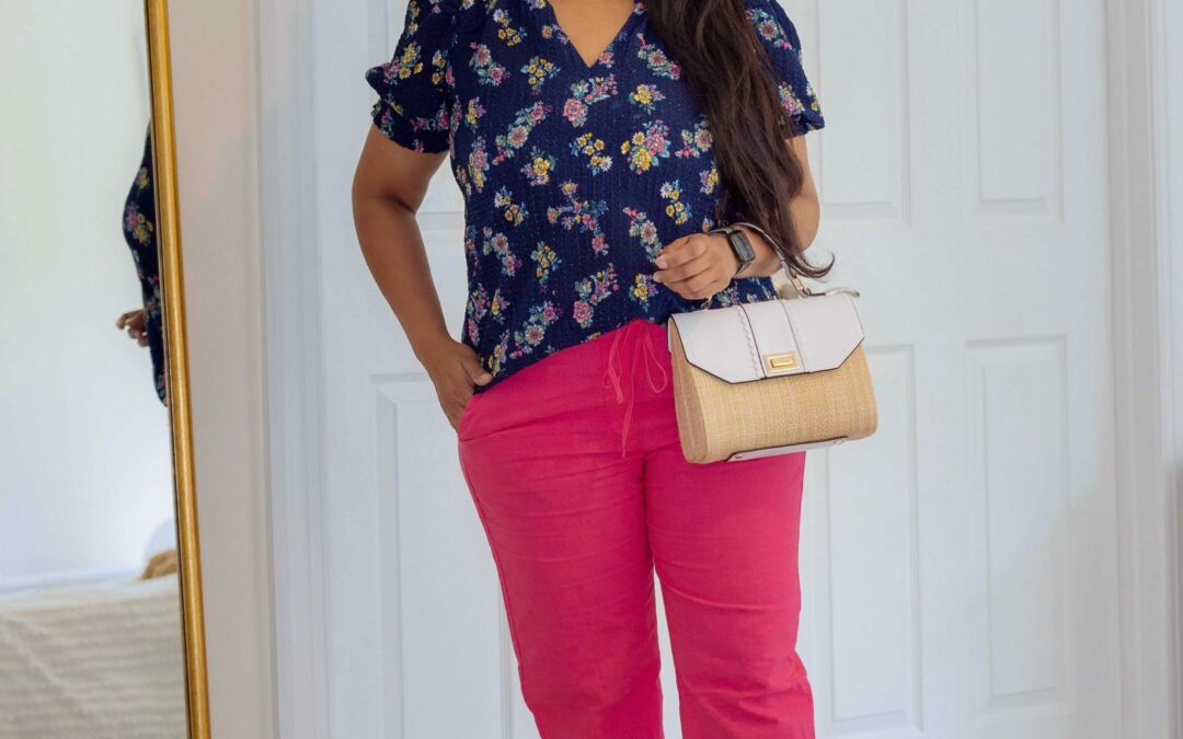 J.Crew Factory Pink Linen Pants Outfit