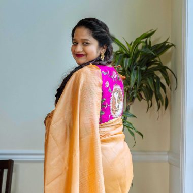 Kosa Silk Saree with Handmade Pichwai blouse by top US Indian Blogger Dreaming Loud