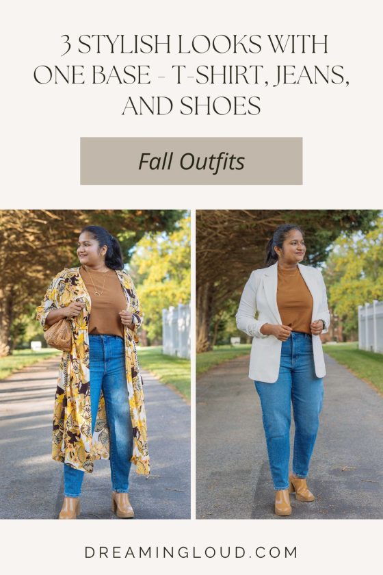 Fall Outfit Ideas: 3 Stylish Looks with One Base – T-shirt, Jeans, and ...