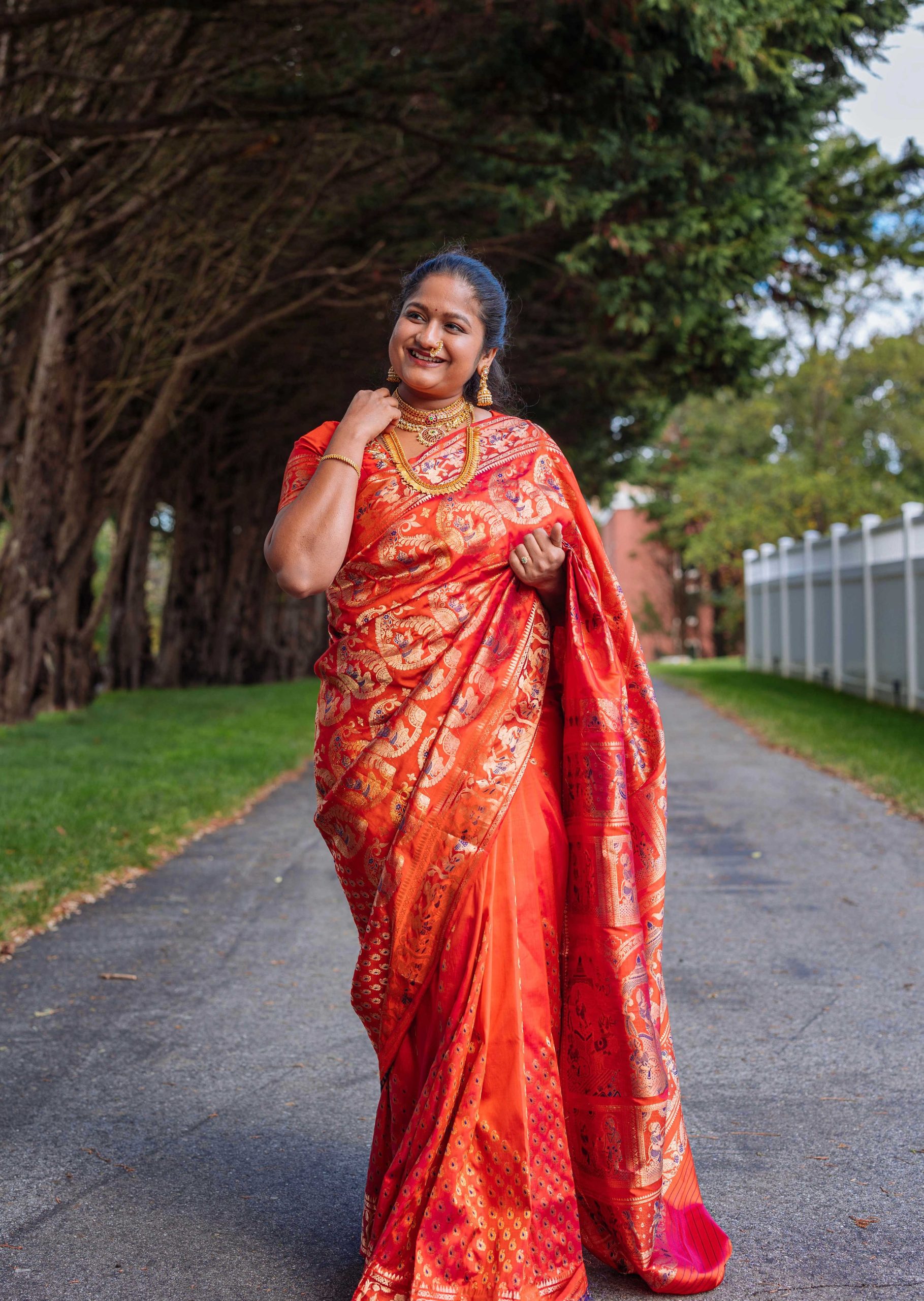 Khadi Silk Red Saree With Magenta Pink Blouse