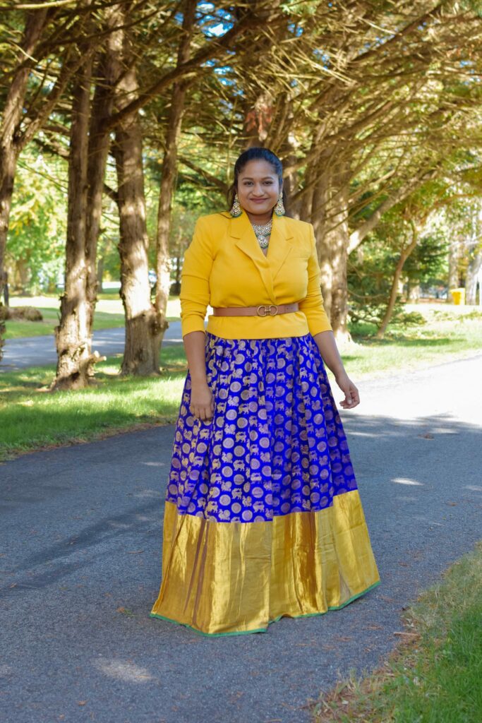 Navratri 2023 Day 4- Banarasi Lehenga With Blazer Outfit by Top US indian saree blogger Dreaming Loud