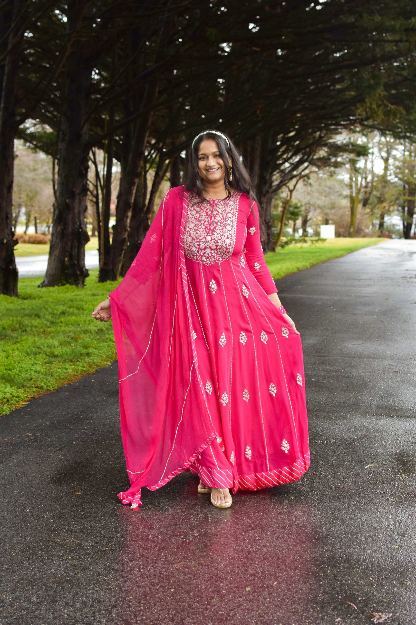 Pink Georgette Anarkali Suit by Top US indian Blogger Dreaming Loud