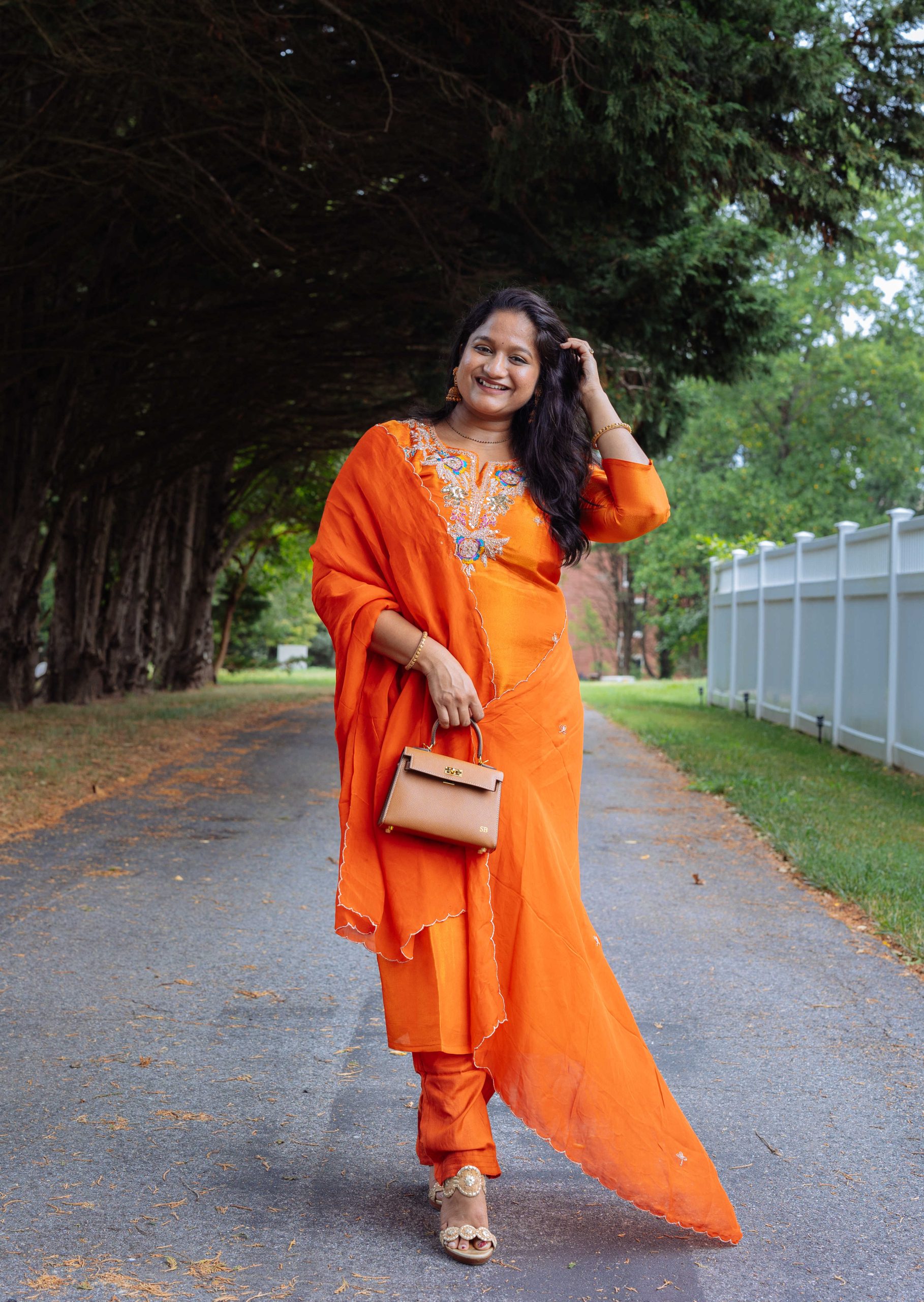 Indian Maternity wear- Orange Kurti set by Top US Indian Blogger Dreaming Loud