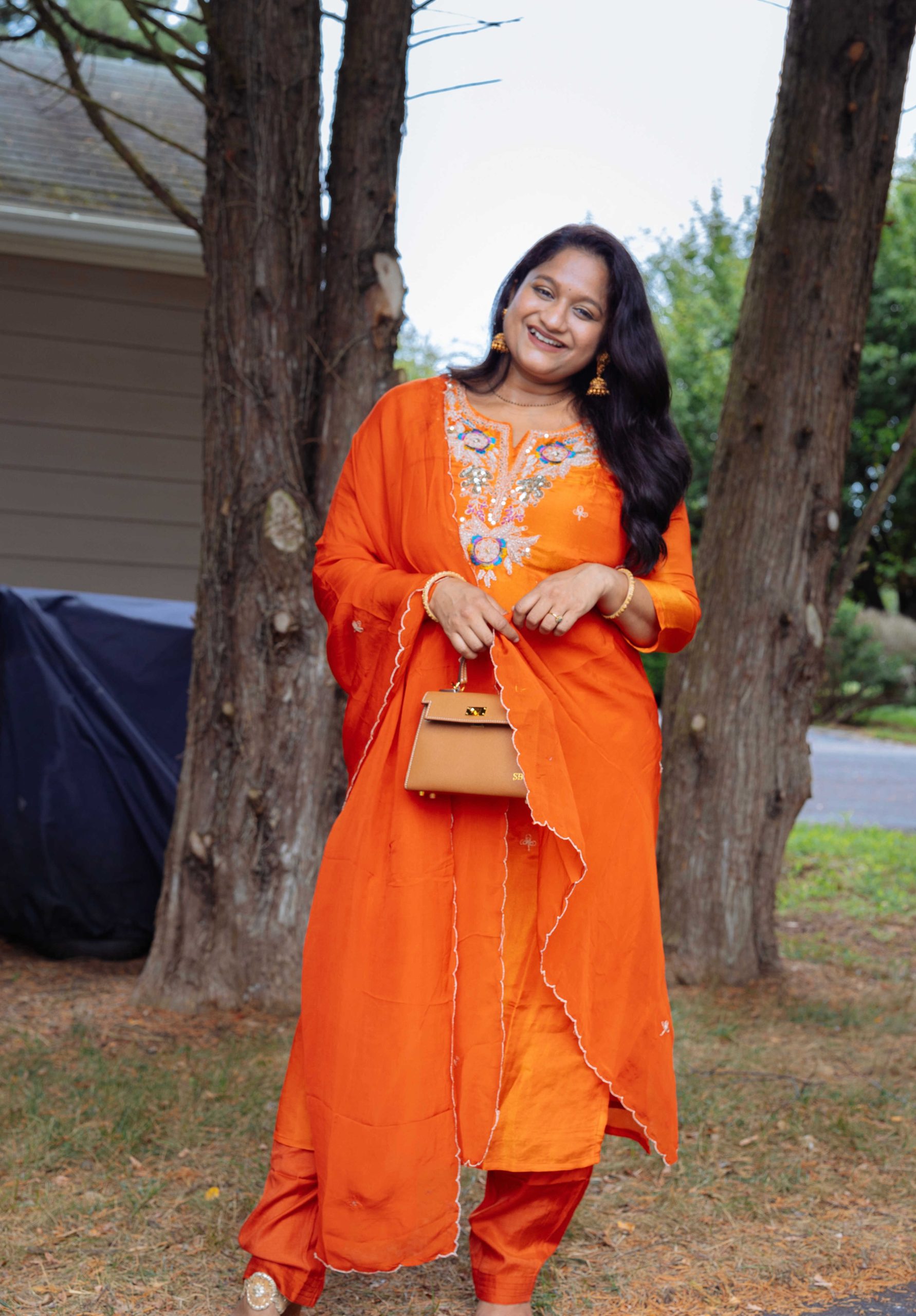 Indian Maternity wear- Orange Kurti set by Top US Indian Blogger Dreaming Loud