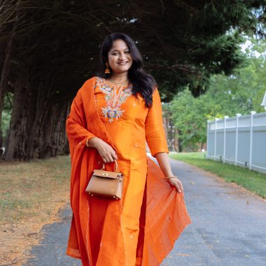 Indian Maternity wear- Orange Kurti set by Top US Indian Blogger Dreaming Loud