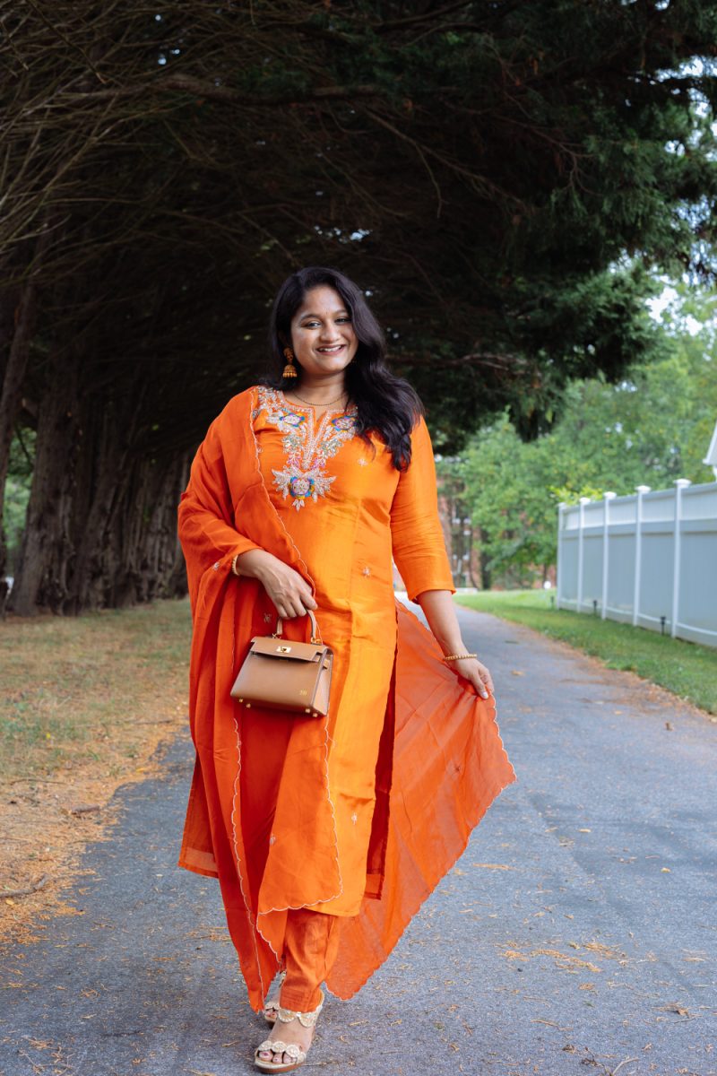 Indian Maternity wear- Orange Kurti set by Top US Indian Blogger Dreaming Loud