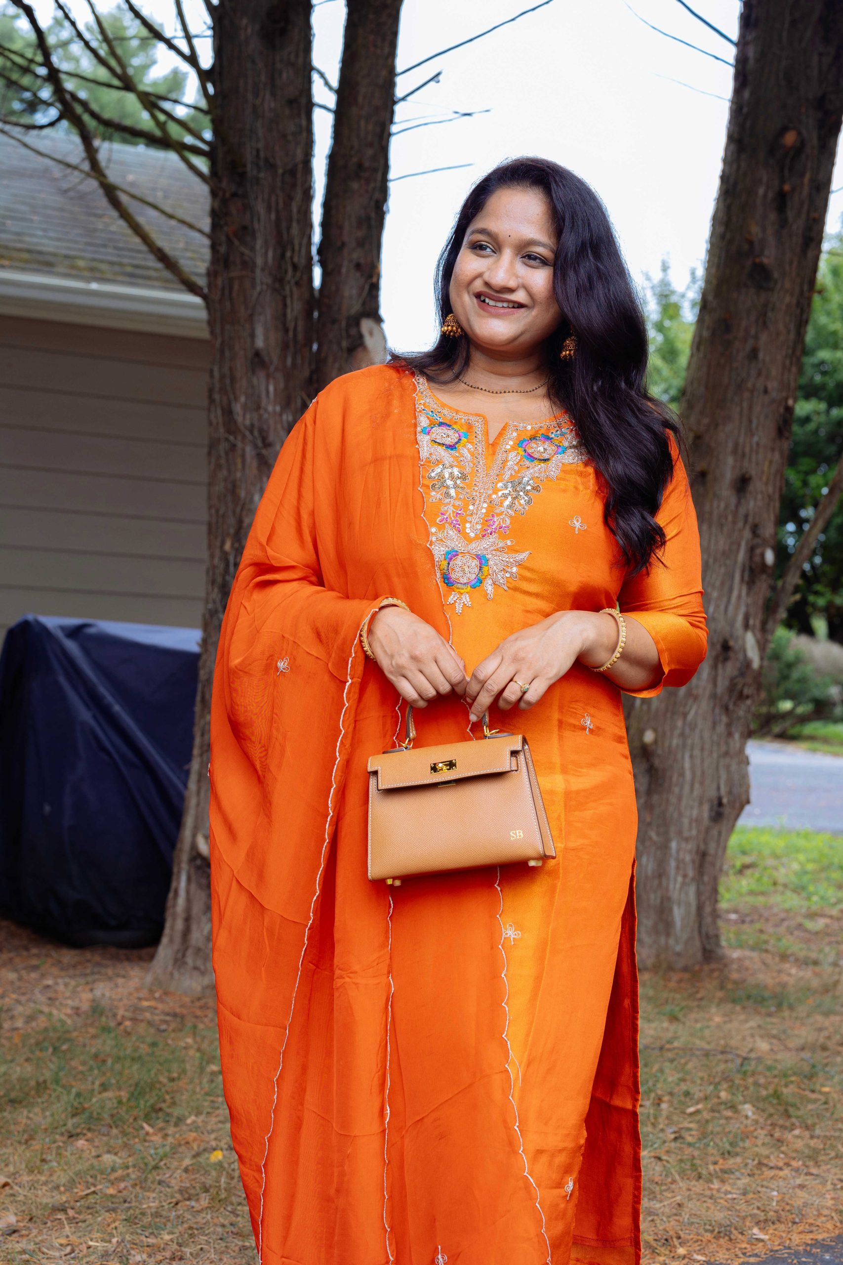 Indian Maternity wear- Orange Kurti set by Top US Indian Blogger Dreaming Loud