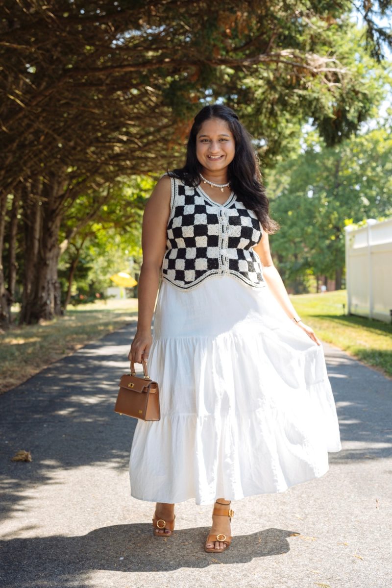 Wearing Amazon ANRABESS white skirt, J.Crew Crochet cropped cardigan sweater, Amazon Sleeveless Crochet vest, Alex marie heel sandals by Top US modest fashion Blogger Dreaming Loud