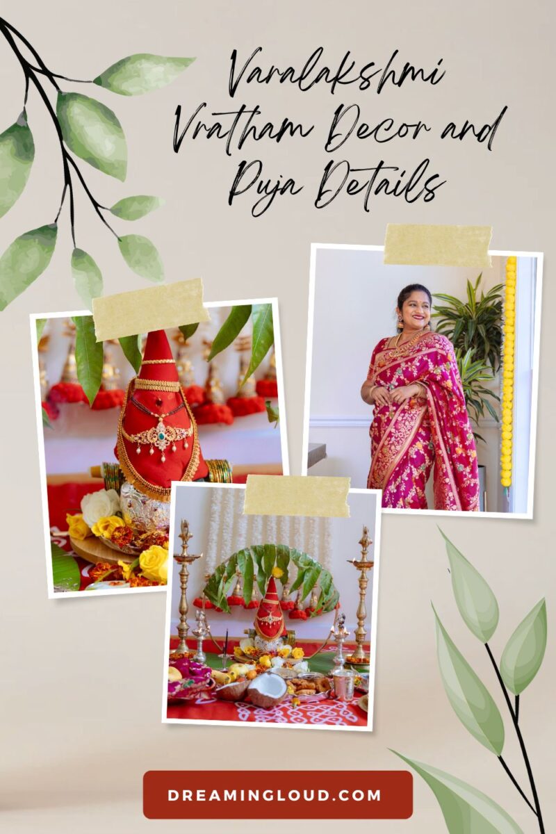 Varalakshmi Vratham In USA-Simple Decor, Puja Checklist and Process I follow by Top Indian Blogger Dreaming Loud