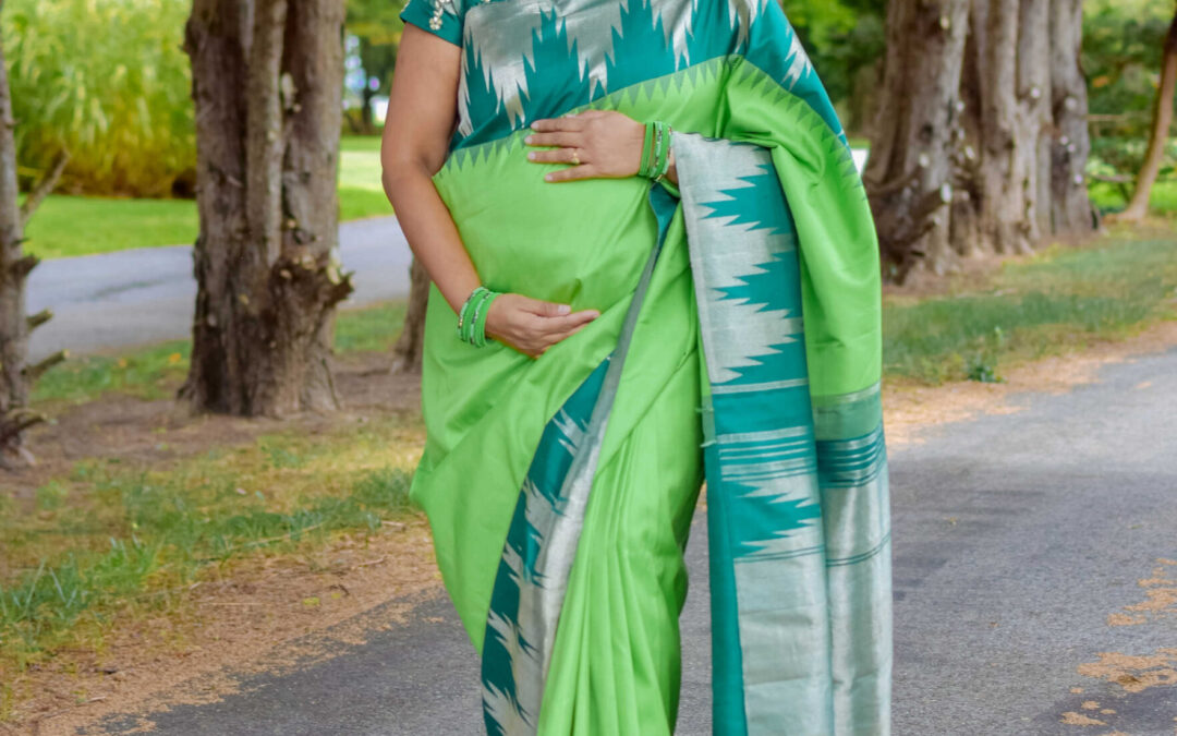 Maternity Saree Look- 8 Kol Temple Border Kanchi Silk Saree