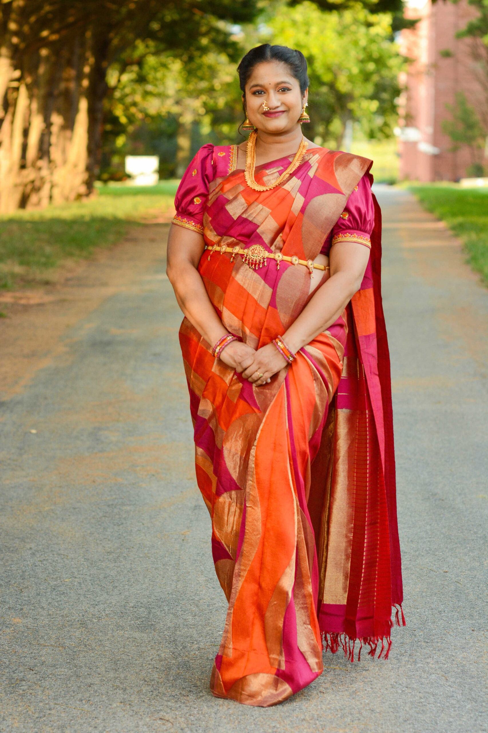 Pregnancy Photoshoot In Traditional Silk Saree by Top USA Indian Blogger Dreaming Loud