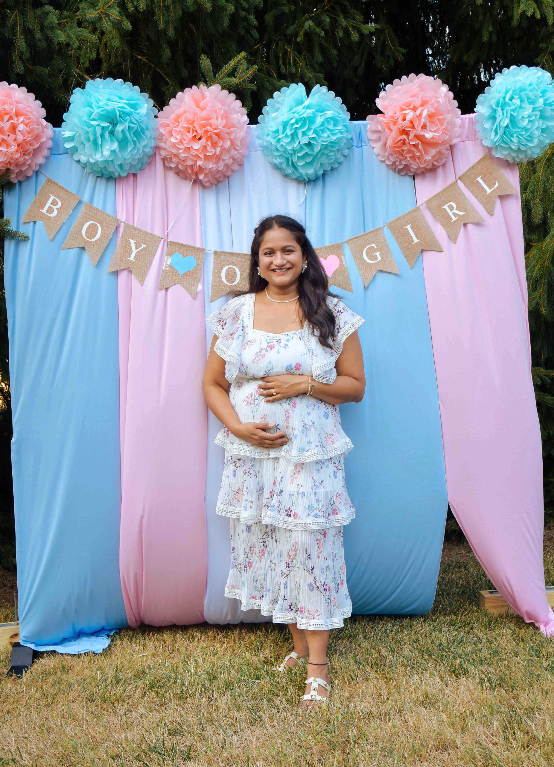 Our Sweet and Simple Gender Reveal Party- Amazon Gender Reveal Dress by Top US Mom Blogger Dreaming Loud