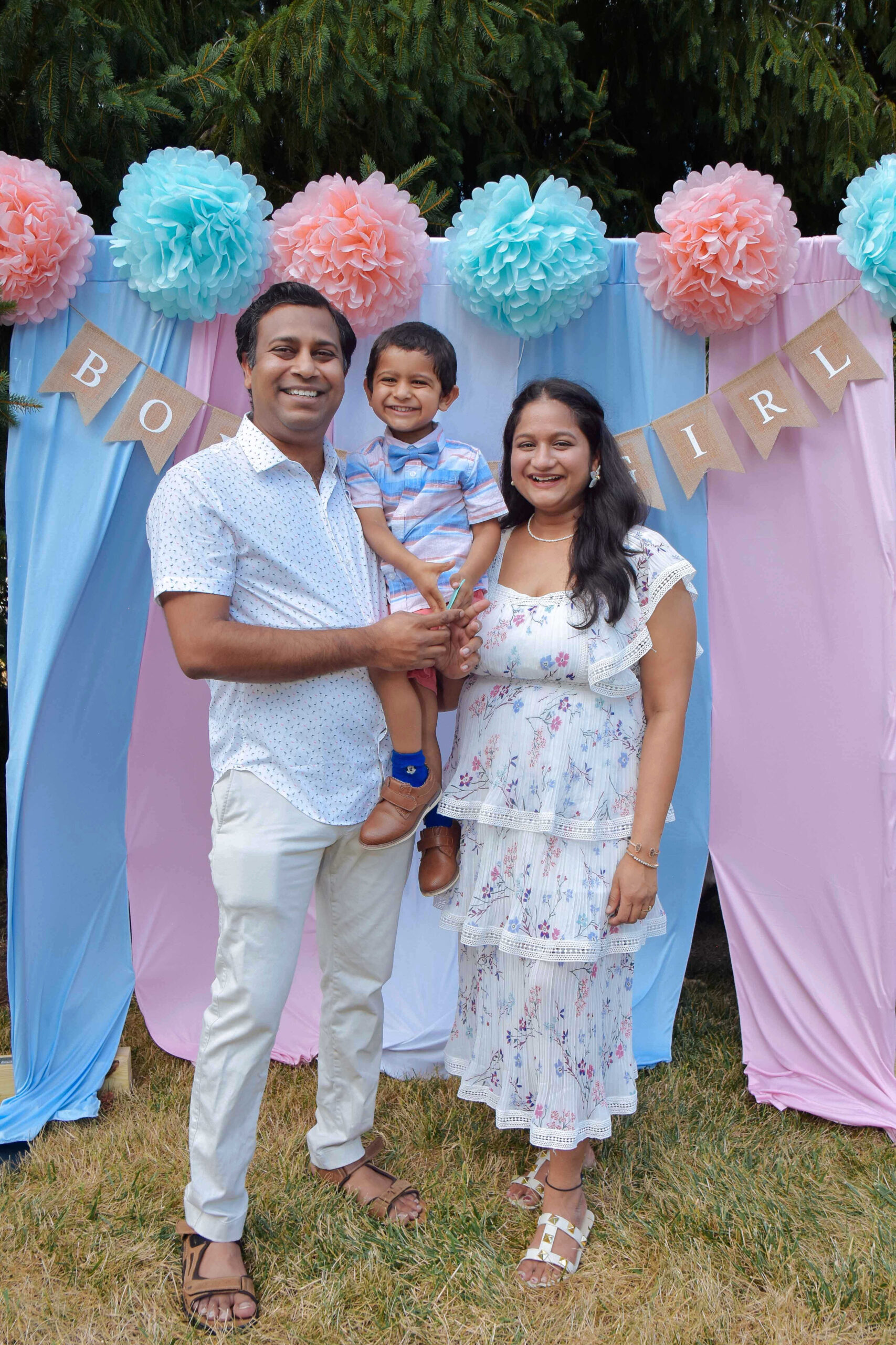 Our Sweet and Simple Gender Reveal Party-Gender Reveal Coordinated Family Outfits by Top US Mom Blogger Dreaming Loud