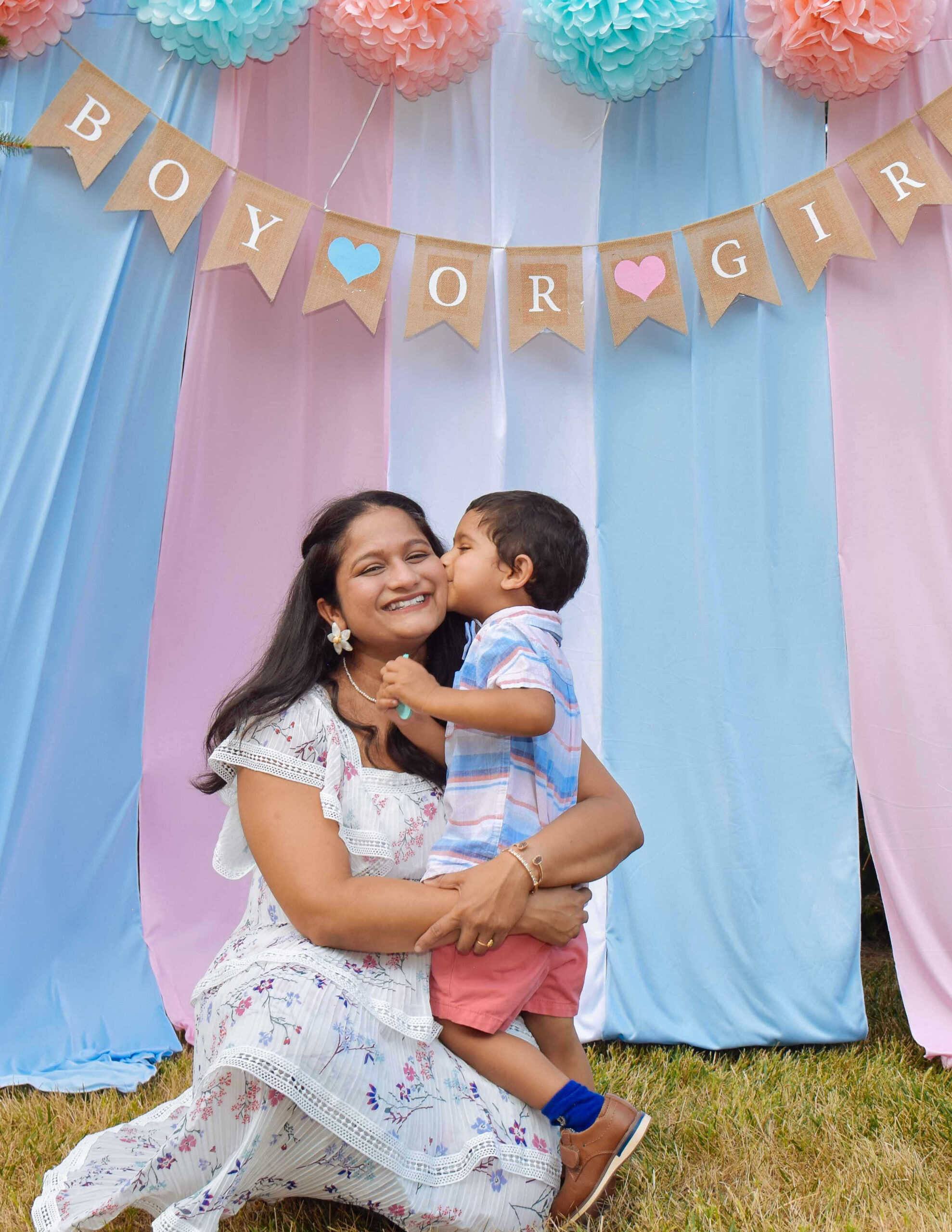 Our Sweet and Simple Gender Reveal Party- Gender Reveal Family Outfit Ideas by Top US Mom Blogger Dreaming Loud