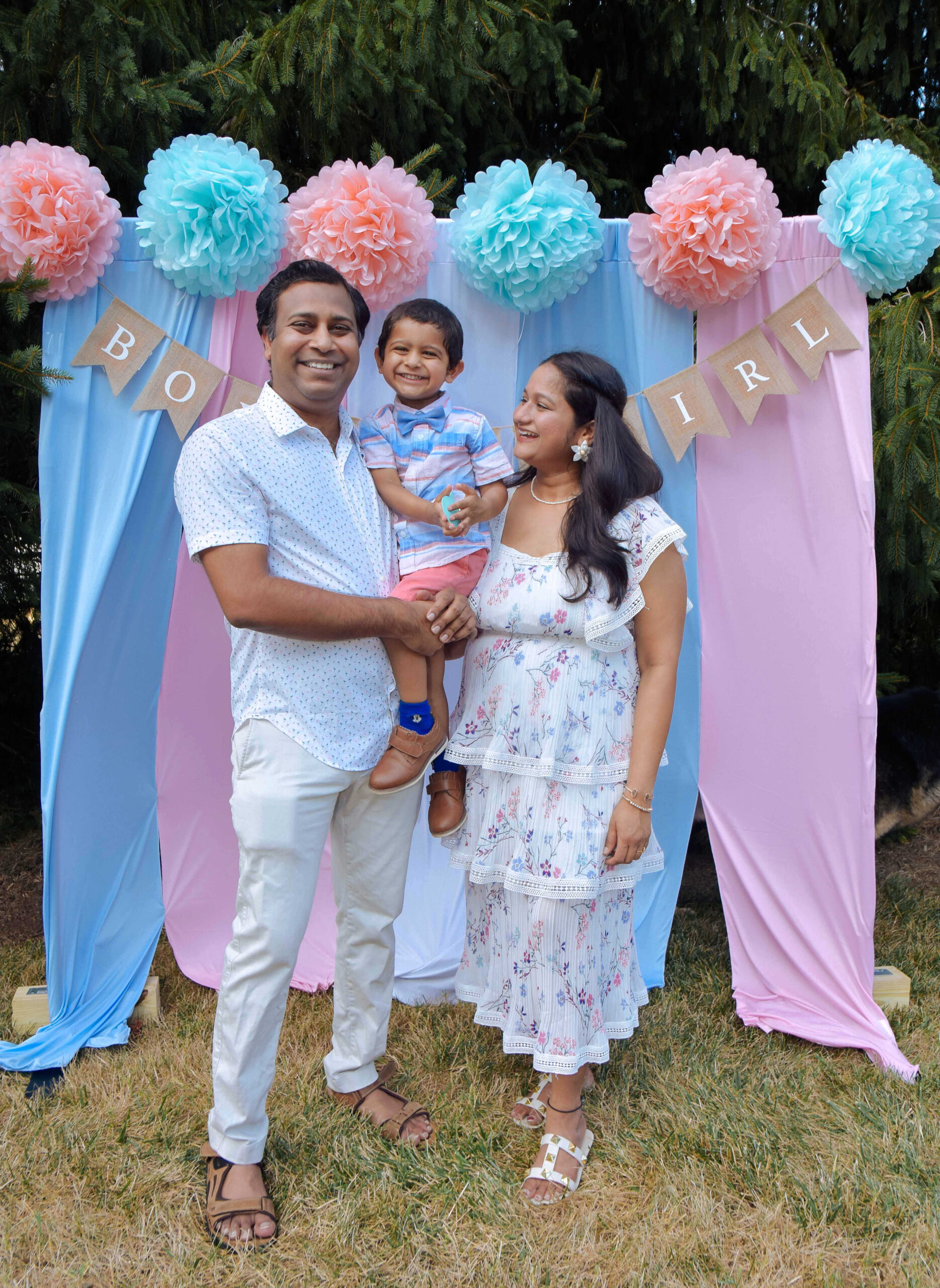 Our Sweet and Simple Gender Reveal Party-Gender Reveal Coordinated Family Outfits by Top US Mom Blogger Dreaming Loud